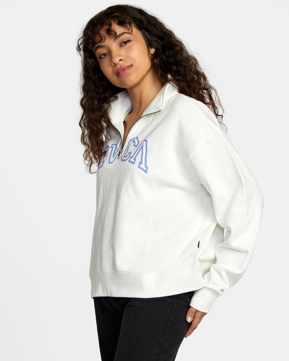 Vintage White Rvca Arched Half-Zip Pullover Women's Hoodie | AUSWC29348