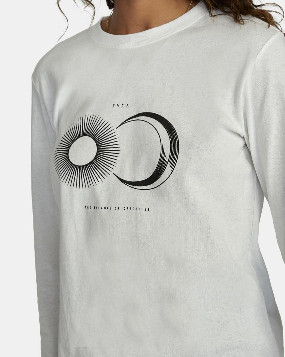 Vintage White Rvca Celestial Twist Long Sleeve Women's T shirt | TUSPQ37085