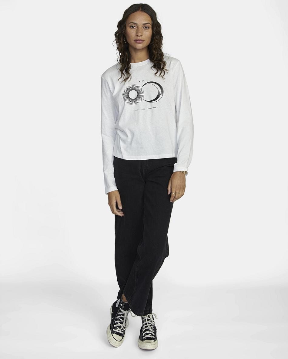 Vintage White Rvca Celestial Twist Long Sleeve Women's T shirt | TUSPQ37085
