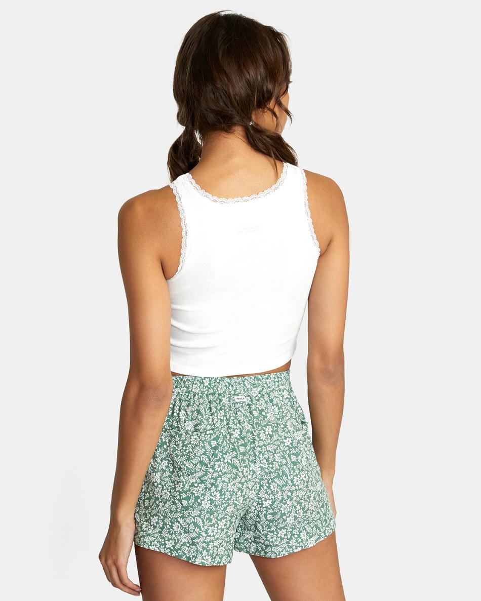 Vintage White Rvca Cottage Fleur Tank Top Women's T shirt | USNZX25613