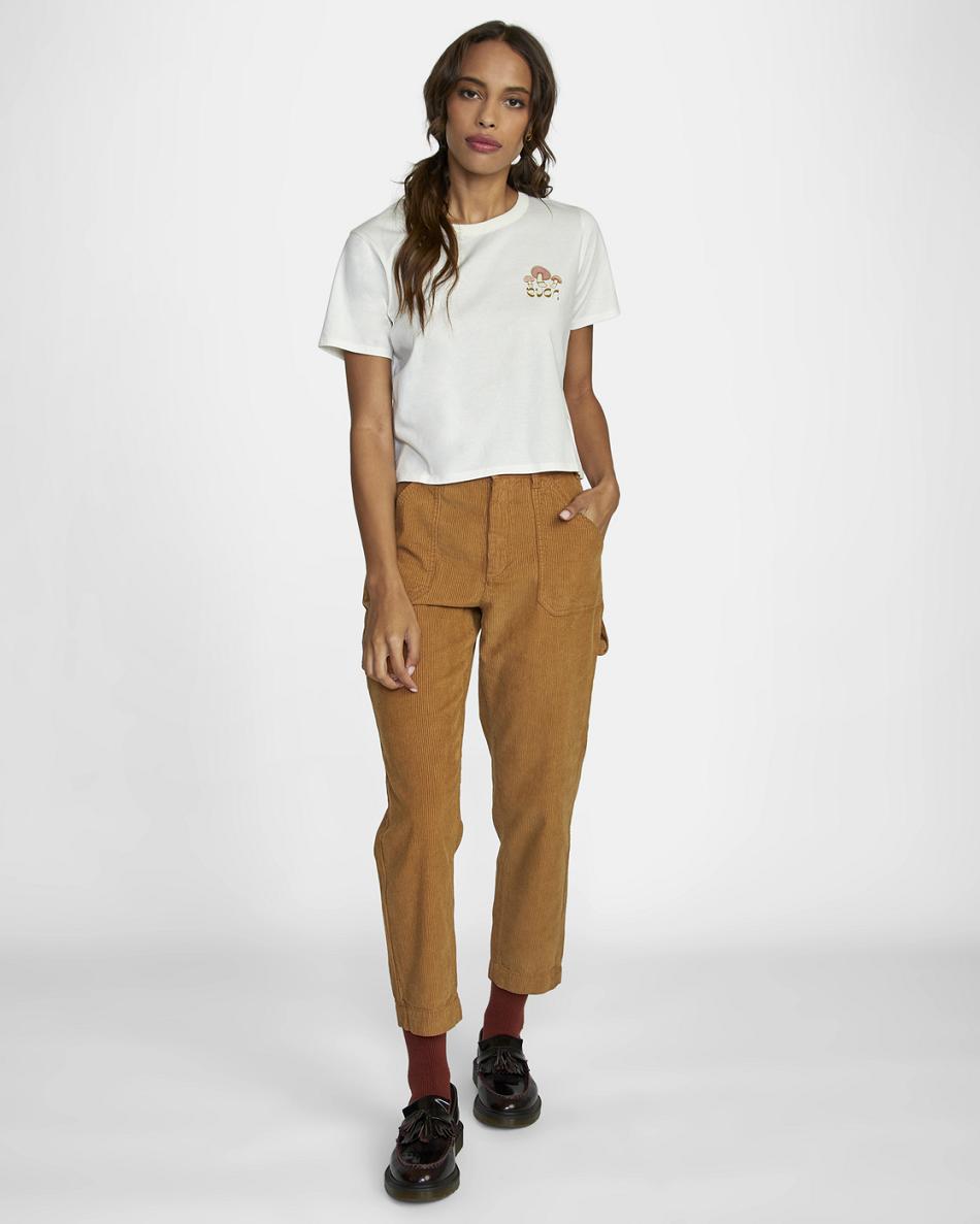 Vintage White Rvca Fungi Boxed Women's T shirt | LUSSX96738