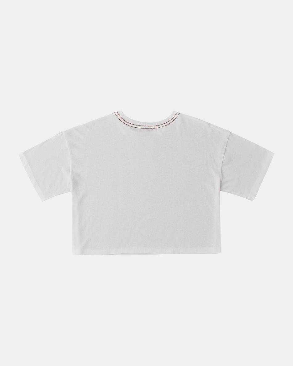 Vintage White Rvca Happy Hour Boyfriend Crop Women's T shirt | UUSND23148