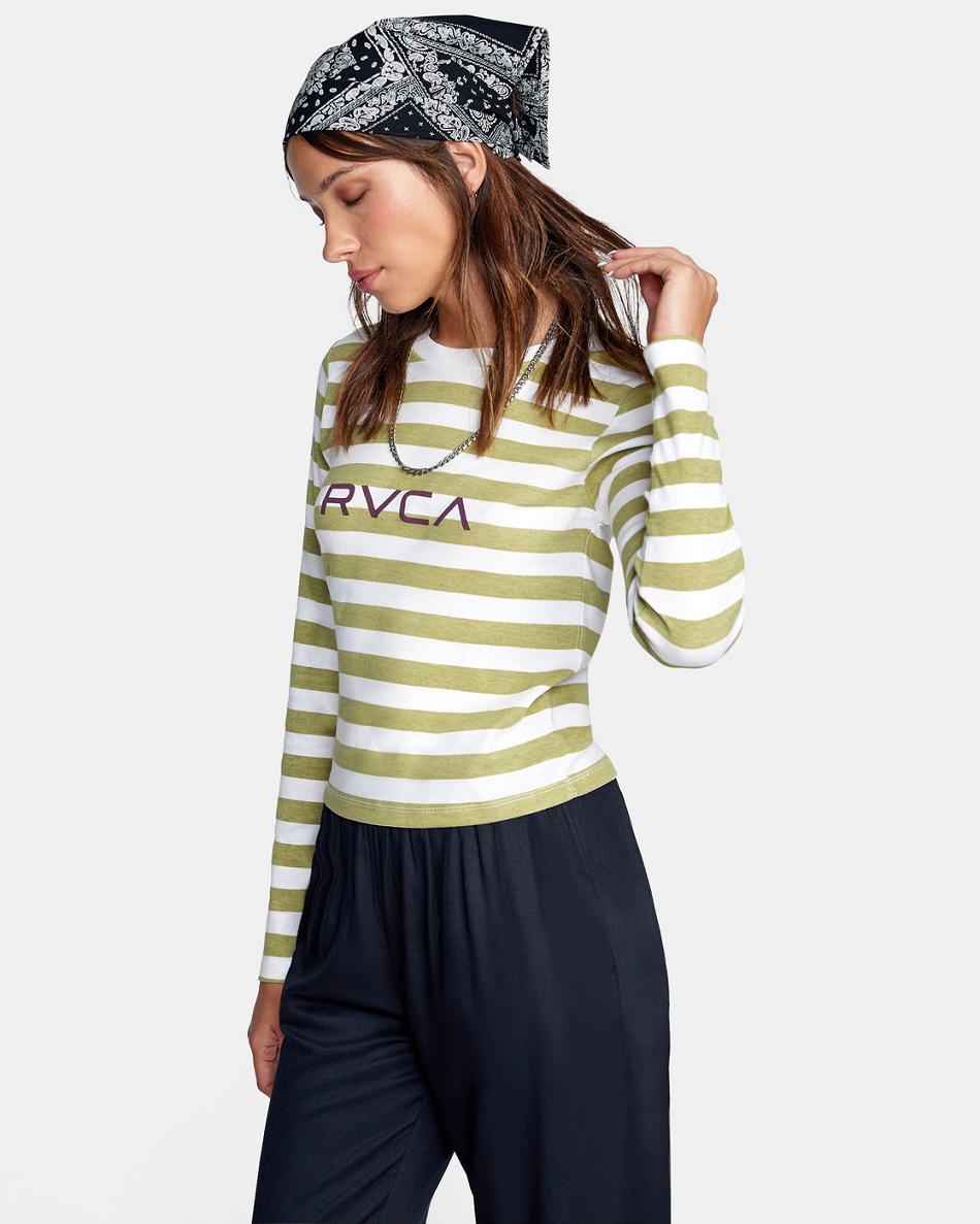 Vintage White Rvca Little Long Sleeve Women's T shirt | LUSTR88669