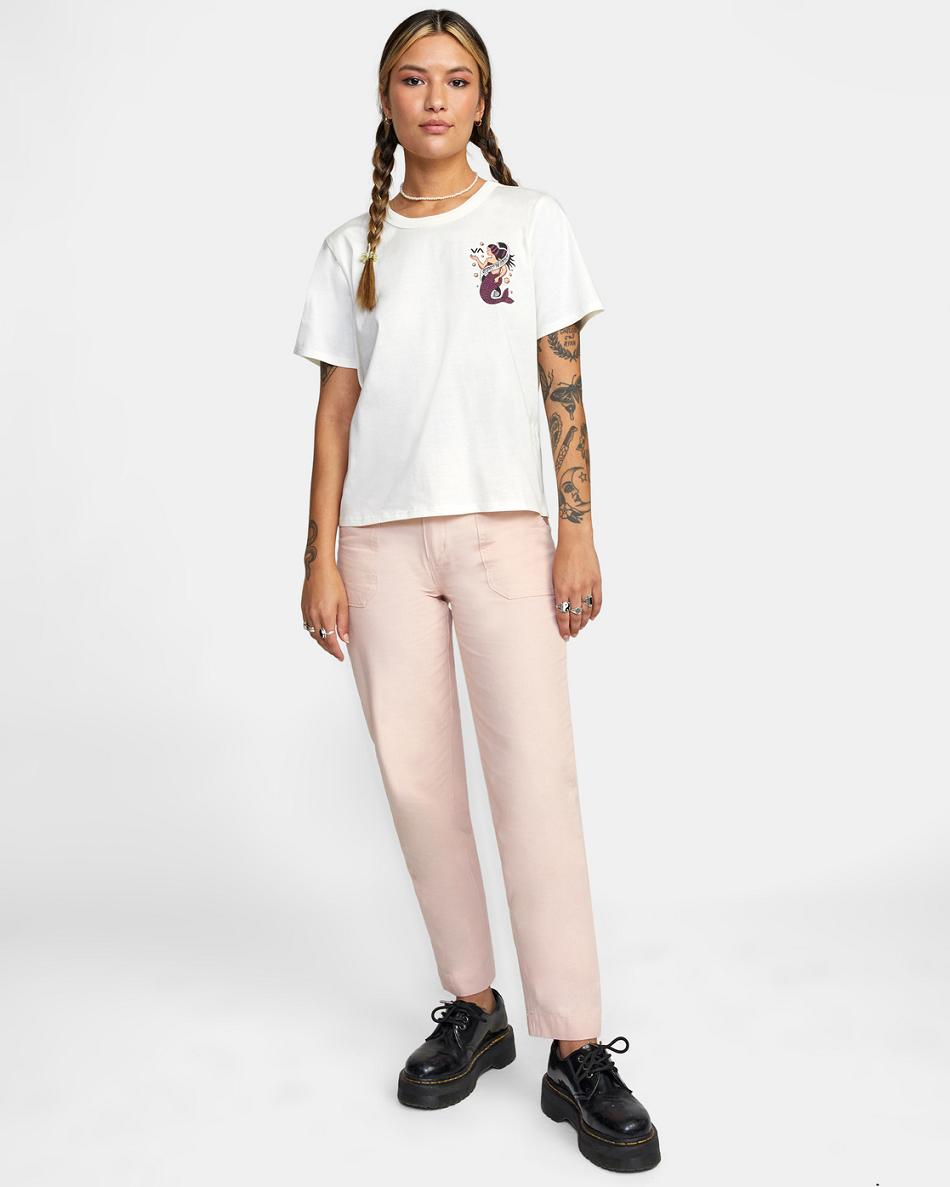 Vintage White Rvca Save Our Souls Crop Women's T shirt | FUSUI85779