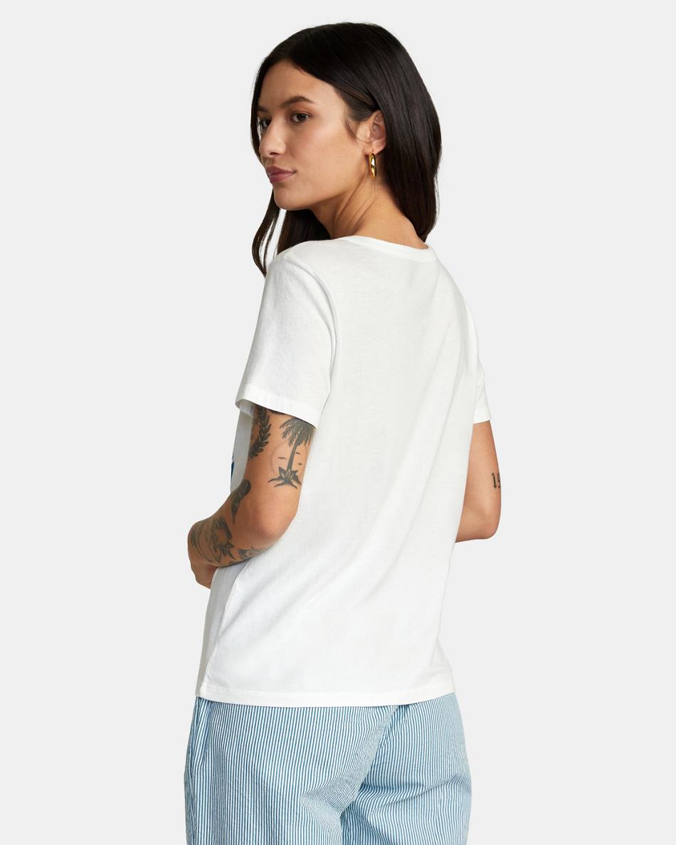 Vintage White Rvca South Shore Slim Fit Women's T shirt | FUSUI25546