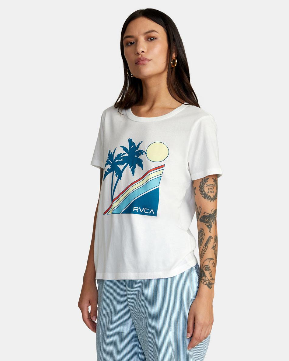 Vintage White Rvca South Shore Slim Fit Women's T shirt | FUSUI25546