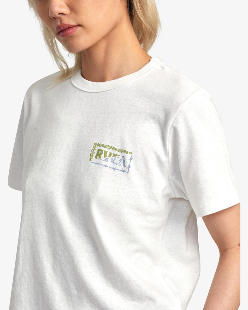 Vintage White Rvca Splitter Women's T shirt | USEGJ46280