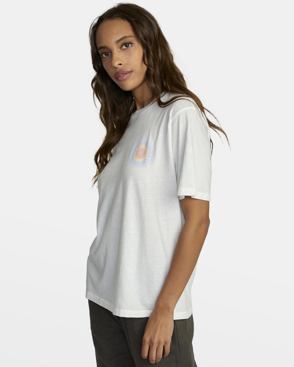 Vintage White Rvca Thoughts Women's T shirt | FUSHY18308