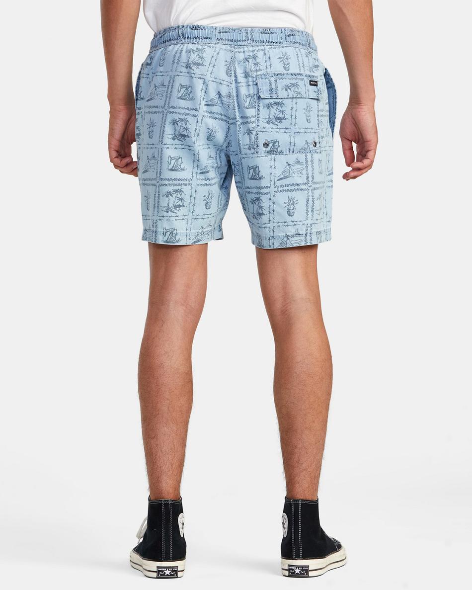 Washed Denim Rvca Escape Chambray Elasticized Men's Shorts | EUSVG75471