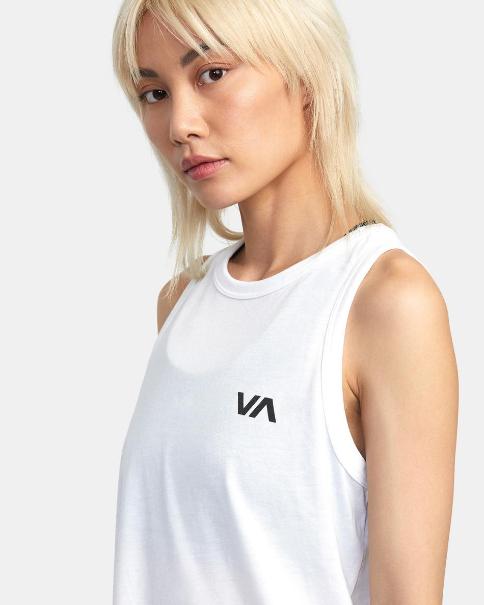 White 2 Rvca VA Muscle Workout Women's Tanks | USZPD99582