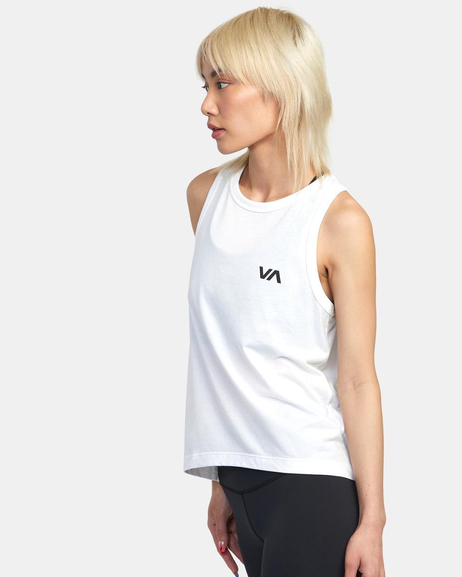 White 2 Rvca VA Muscle Workout Women's Tanks | USZPD99582