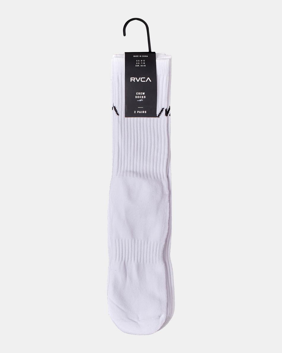 White Rvca 2 Pack Basic Logo Crew Men's Socks | PUSQX88070