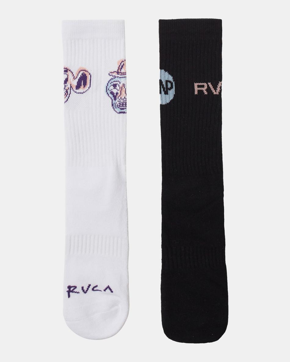 White Rvca 2-Pack Dmote ANP Crew Men's Socks | TUSPQ99828
