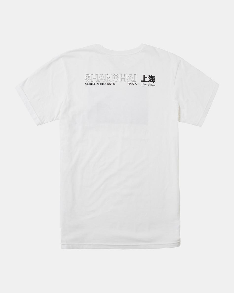 White Rvca Curren Shanghai Tee Men's Short Sleeve | USCIF68143