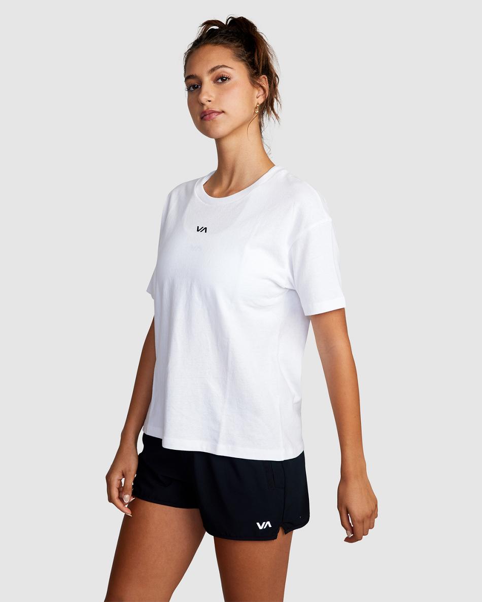 White Rvca VA Essential Women's T shirt | ZUSNQ20384