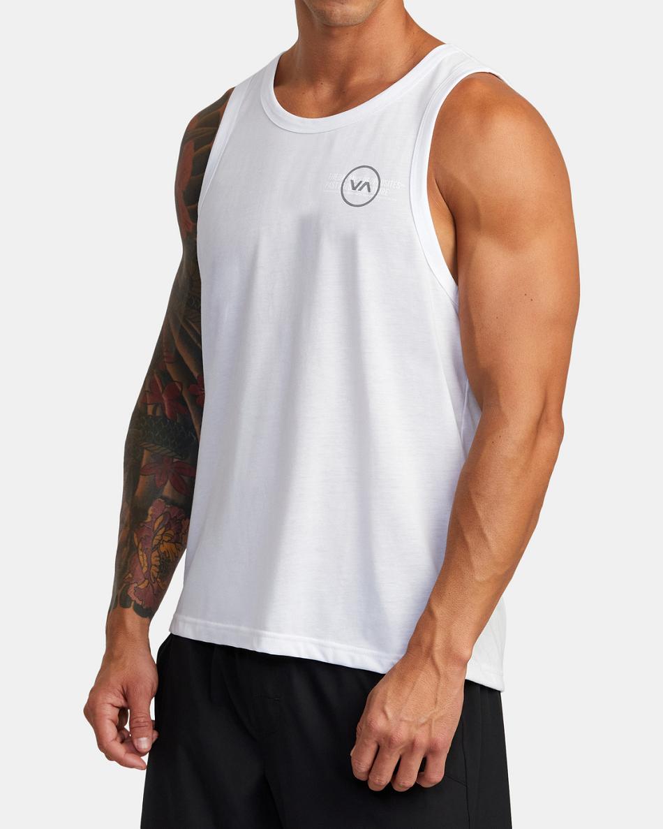 White Rvca VA Levels Men's Tanks | ZUSMJ81453