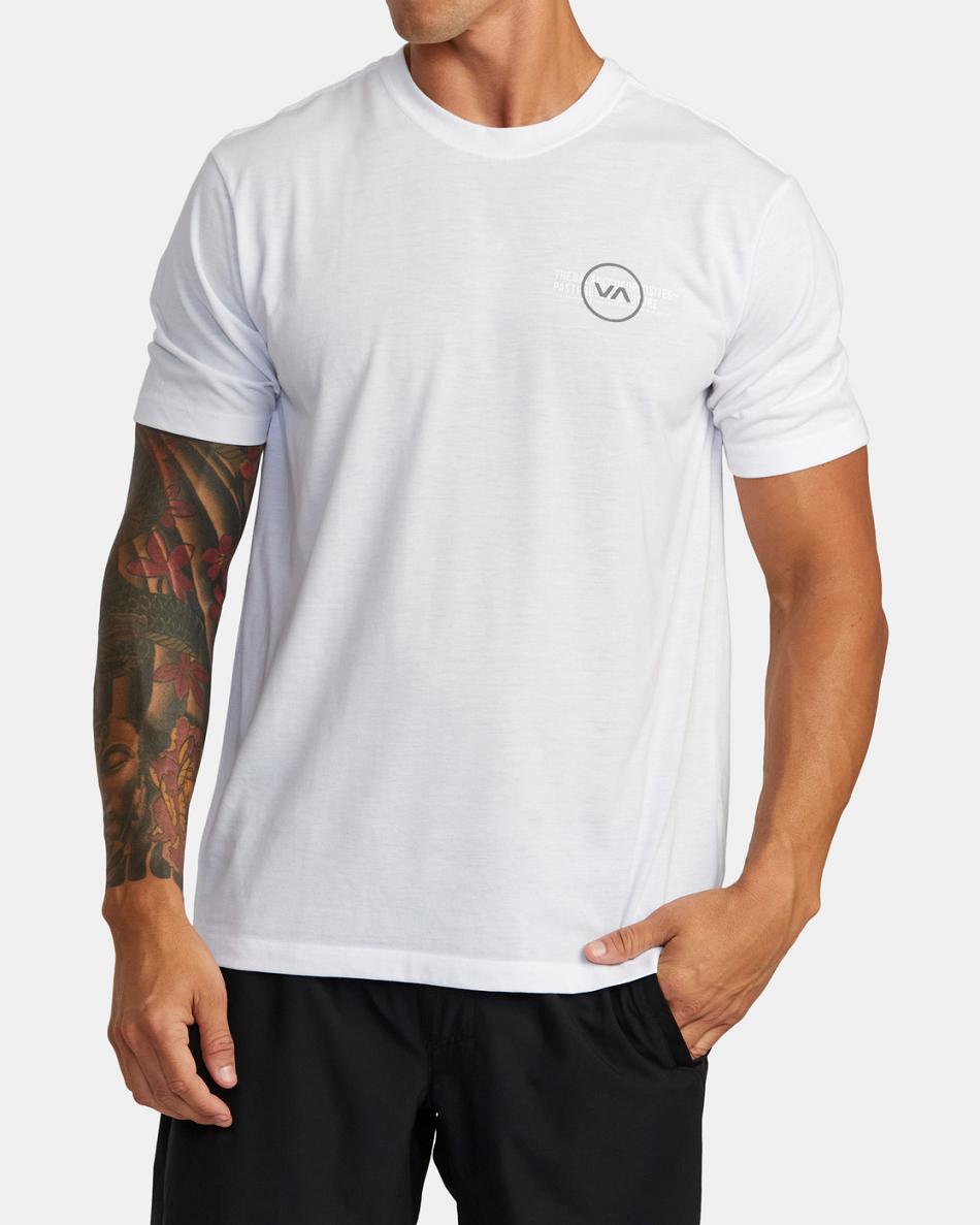 White Rvca VA Levels Short Sleeve Men's Long Sleeve | USNZX84308
