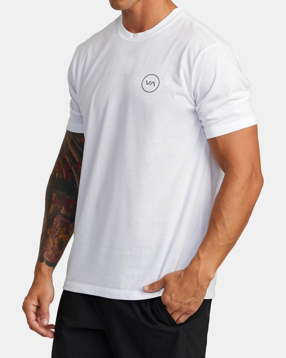 White Rvca VA Levels Short Sleeve Men's Long Sleeve | USNZX84308