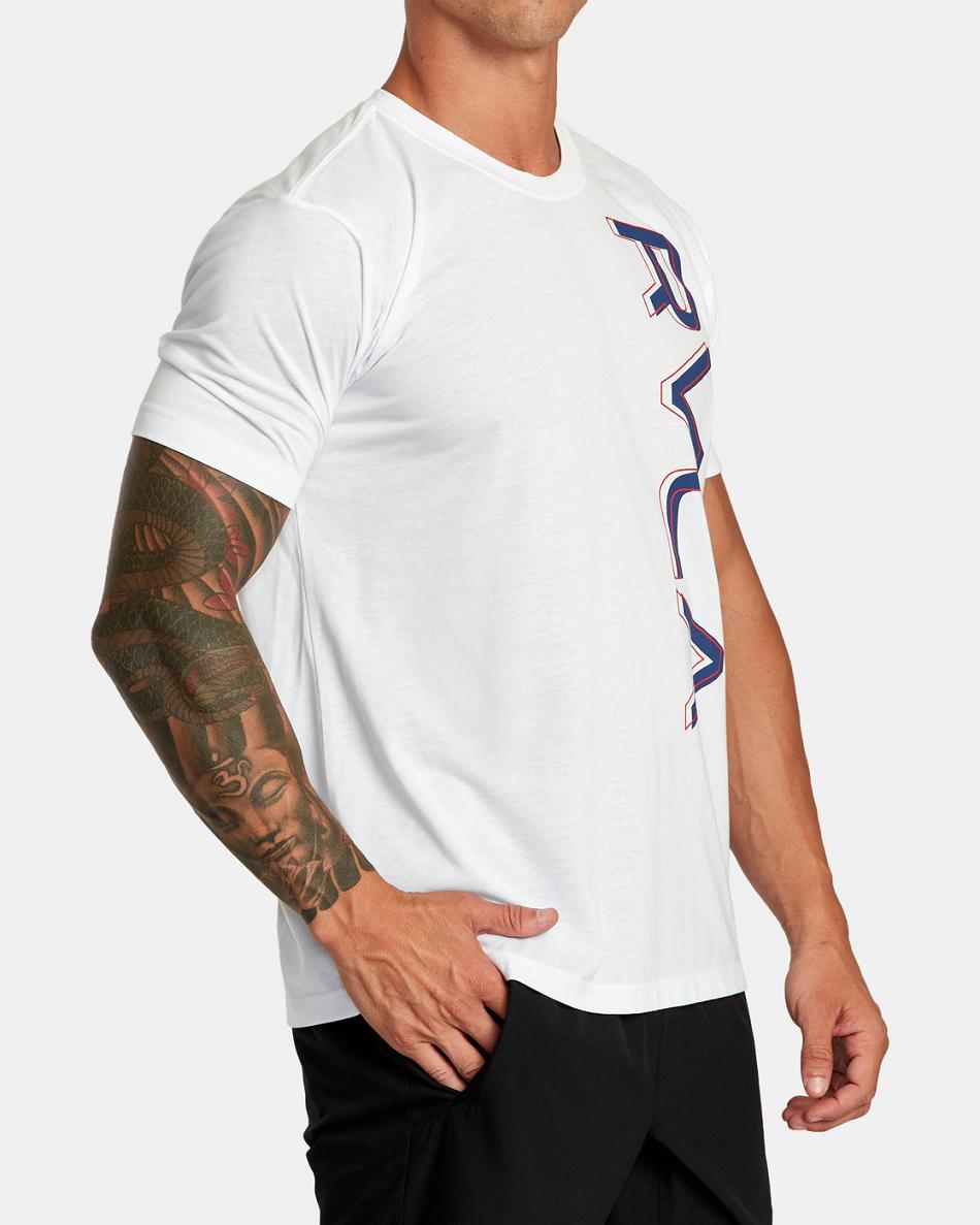 White Rvca XL Pin RVCA Tee Men's Short Sleeve | AUSWC76330