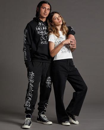 Black Rvca Mister Cartoon Men's Pants | USNEJ58477