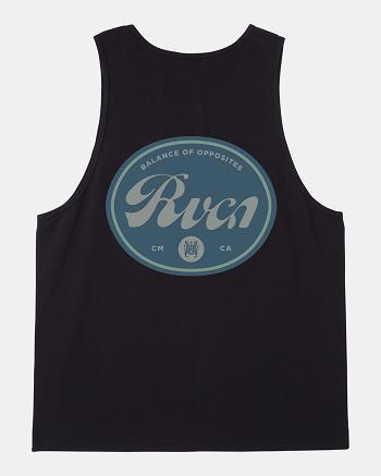 Black Rvca Pils Tank Men's Long Sleeve | TUSWZ53707