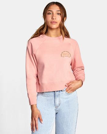 Blush Rvca Good Times Crewneck Sweatshirt Women's Loungewear | GUSEC64975