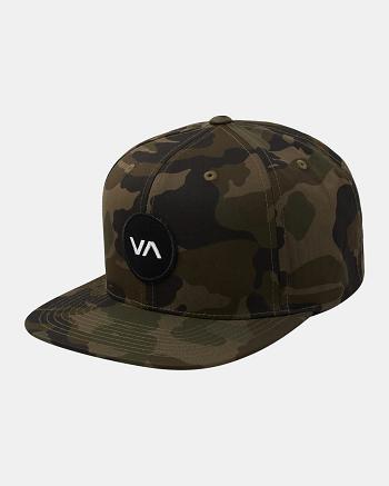 Camo Rvca VA Patch Snapback Men's Hats | GUSUC55429