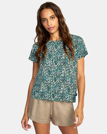 Palm Rvca Recess 3 Crewneck Women's T shirt | TUSWZ39543
