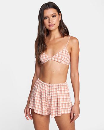 Pink Rvca Ex Girlfriend Bralette Women's Loungewear | USJKU47050