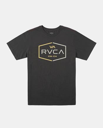 Pirate Black Rvca Layover Slub Tee Men's Short Sleeve | QUSUV75285