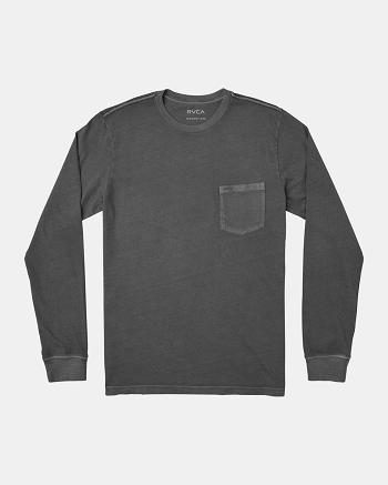 Pirate Black Rvca PTC Pigment Men's Long Sleeve | GUSUC91856