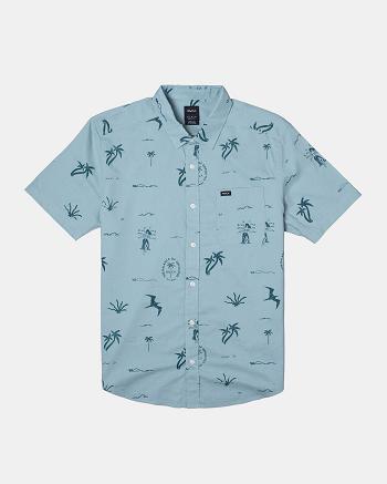 Scrub Rvca Hula Hands Short Sleeve Men's T shirt | QUSUV64195