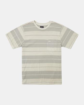 Silver Bleach Rvca PTC Stripe T-Shirt Men's Short Sleeve | GUSUC46739