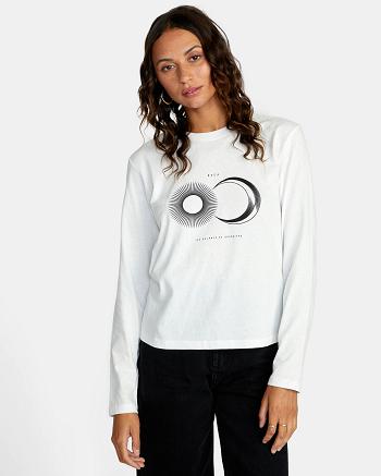 Vintage White Rvca Celestial Twist Long Sleeve Women's T shirt | TUSPQ37085