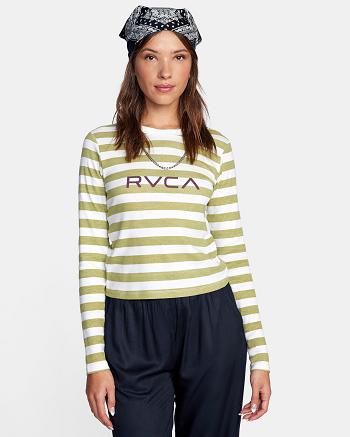 Vintage White Rvca Little Long Sleeve Women's T shirt | LUSTR88669