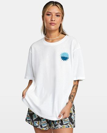 Vintage White Rvca Rotation Oversized Women's T shirt | USXBR57070