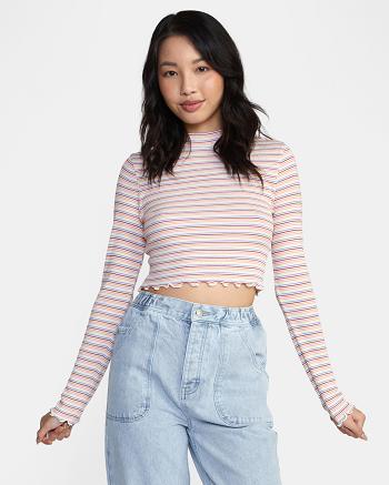 Whisper White Rvca Saved Long Sleeve Women's Tanks | USZPD70206