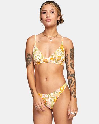 White Rvca Avant Gardner High Triangle Women's Bikini Tops | FUSUI45100