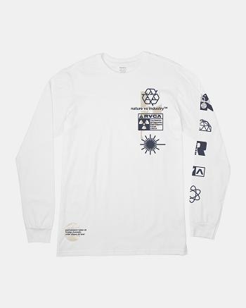 White Rvca Infografik Men's Long Sleeve | BUSSD35422